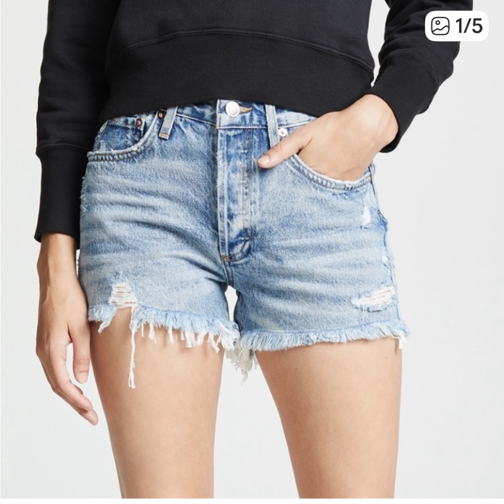 Agolde Parker Vintage Loose Fit Button Fly Denim Jean Shorts Size 25